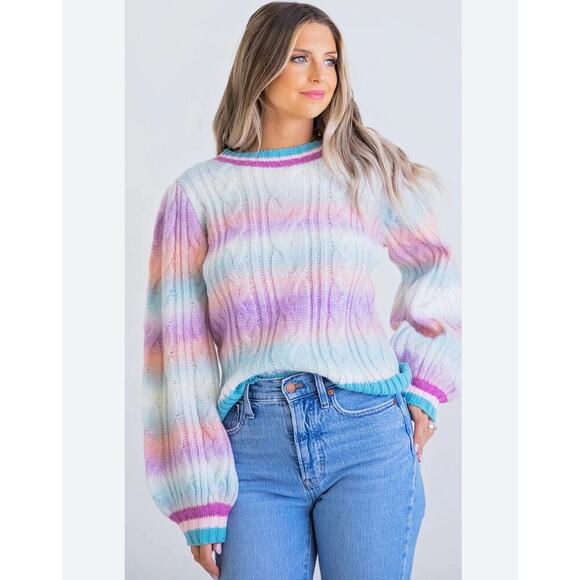 KARLIE women’s pullover cable knit sweater size M - Picture 1 of 10